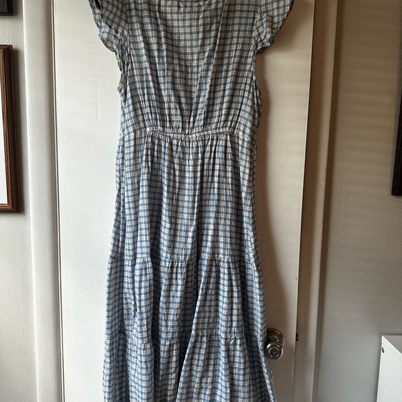 The Nines by HATCH Blue and Cream Checkered Maternity Dress - Picture 3 of 4